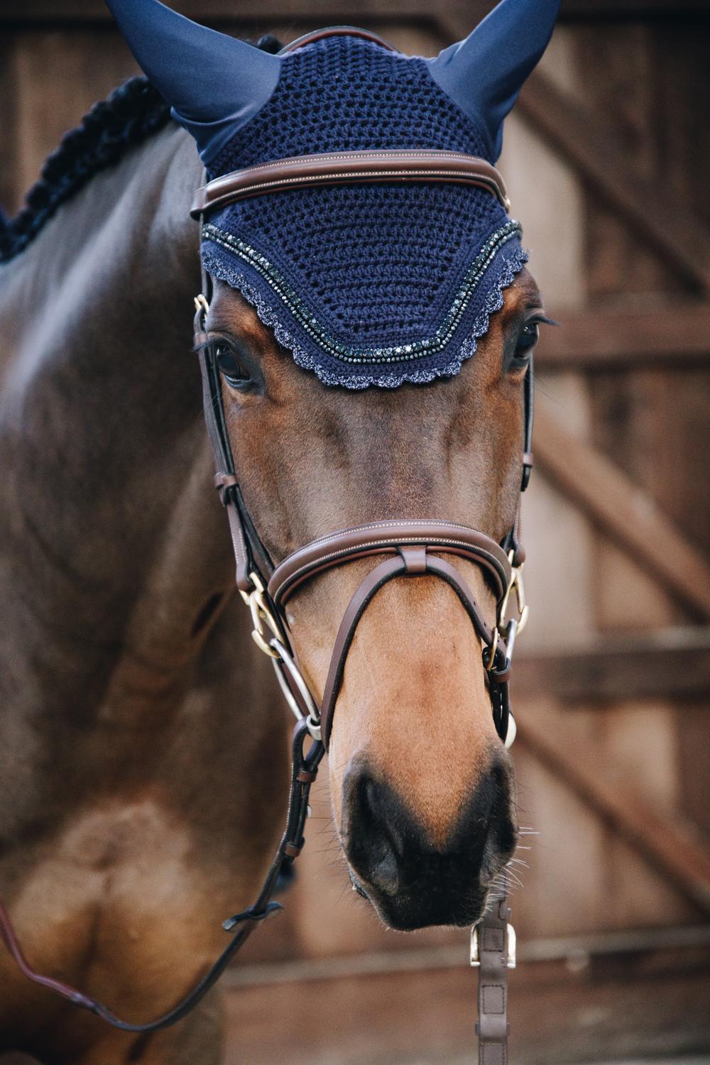 Fly veil Wellington stone &amp; pearl - Dark navy