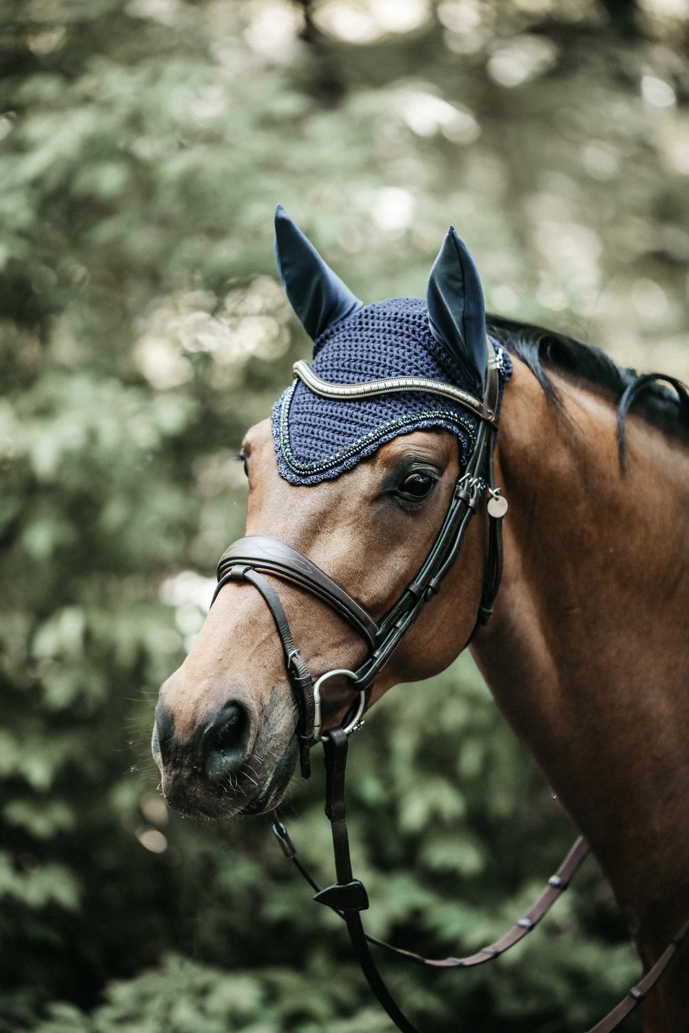 Fly veil long stone &amp; pearl - Dark navy