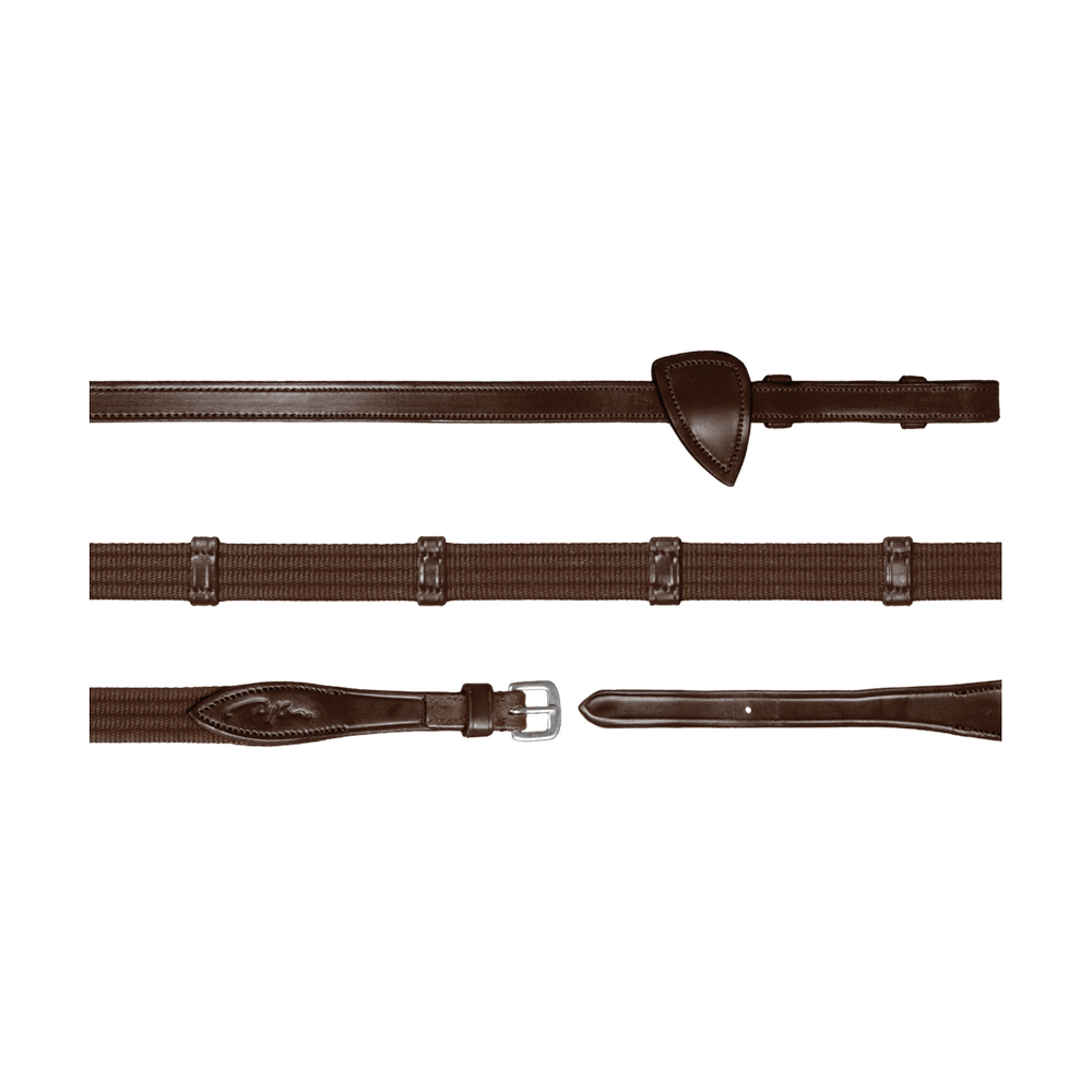 5/8 Web Reins With 9 Leather Loops - Brown