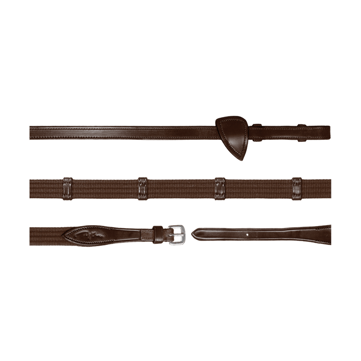 5/8 Web Reins With 9 Leather Loops - Brown