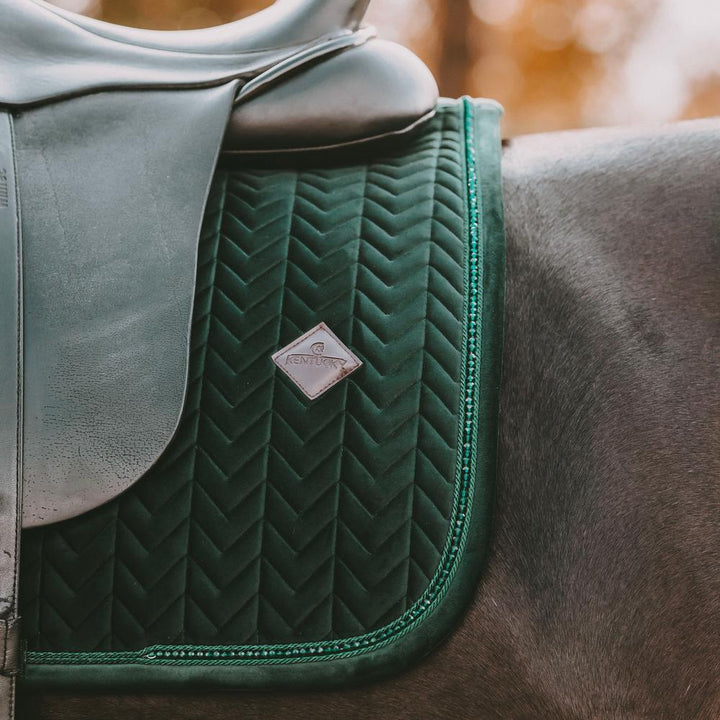 Saddle Pad velvet pearls - Pine green