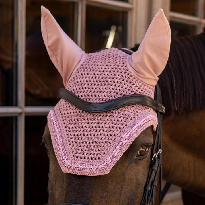 Fly veil Wellington velvet mini pearls - Old rose