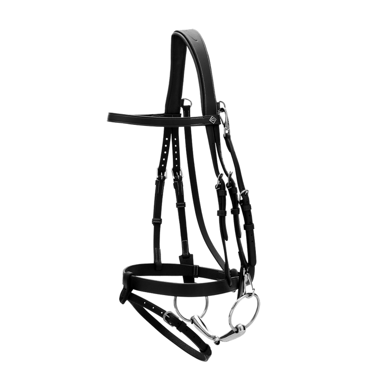 Flat Leather Bridle With Snap Hooks - Black
