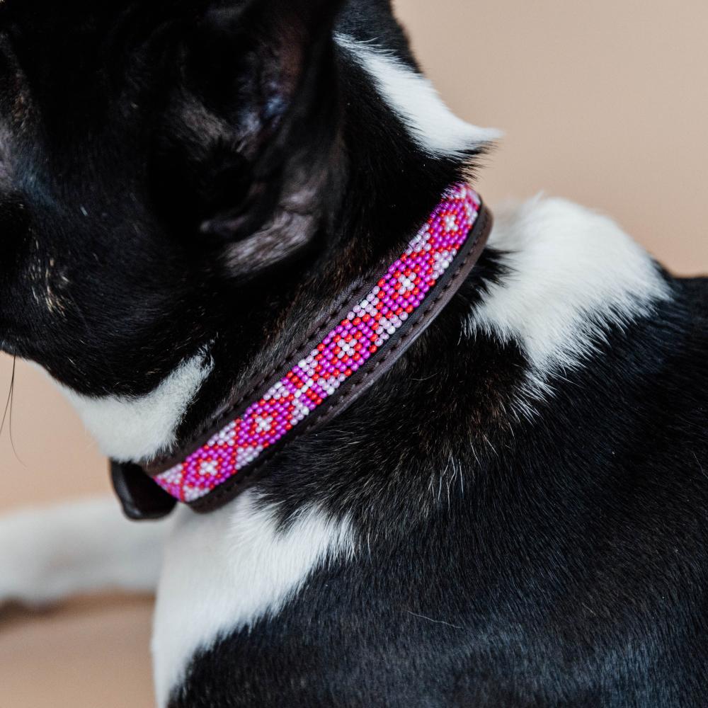 Dog collar handmade pearls - Pink