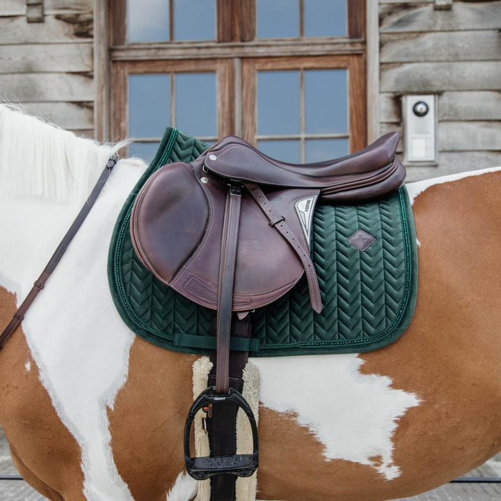Saddle Pad velvet pearls - Pine green