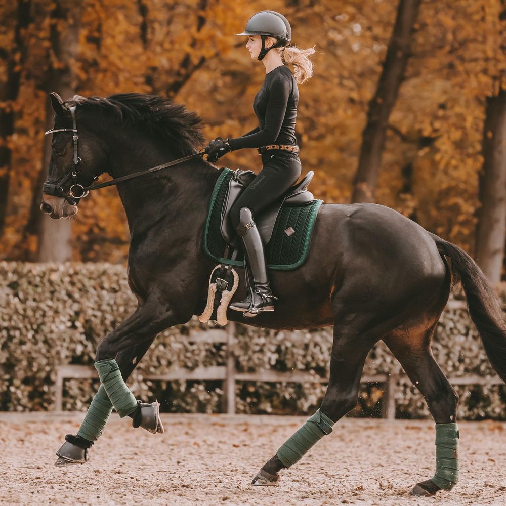 Saddle Pad velvet pearls - Pine green