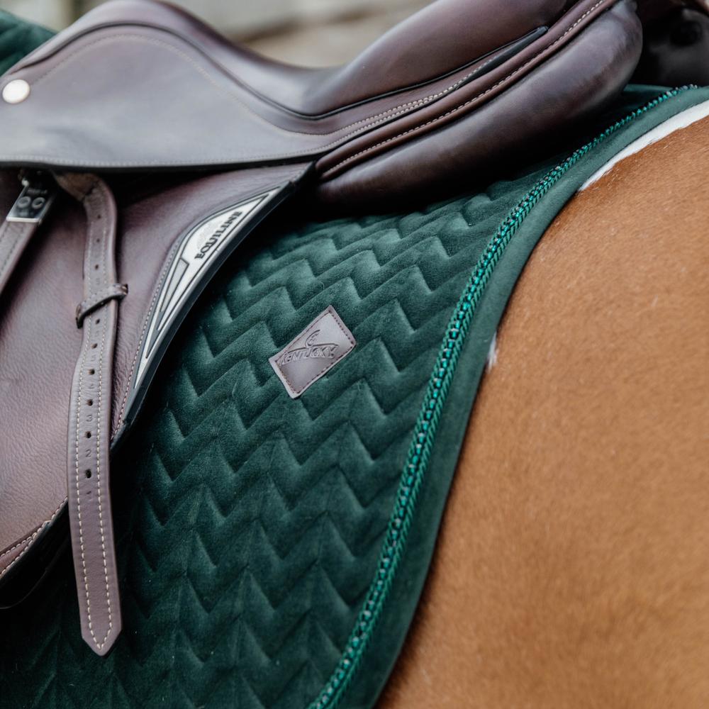 Saddle Pad velvet pearls - Pine green