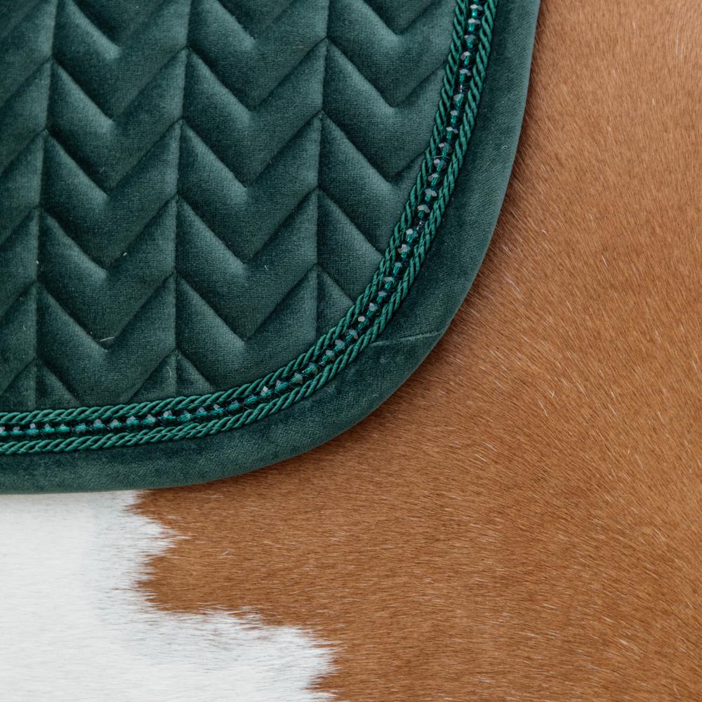 Saddle Pad velvet pearls - Pine green