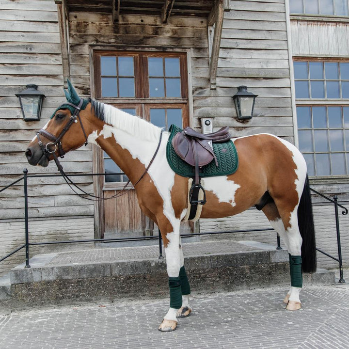 Saddle Pad velvet pearls - Pine green