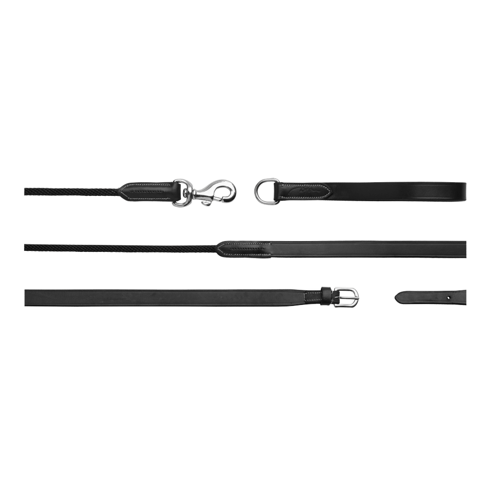 Leather/Nylon Draw Reins 5/8 - Black