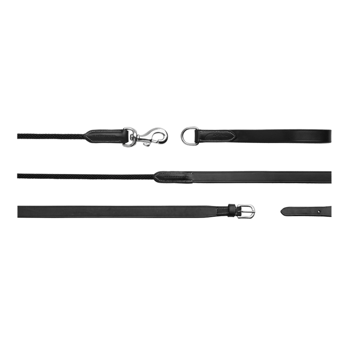 Leather/Nylon Draw Reins 5/8 - Black