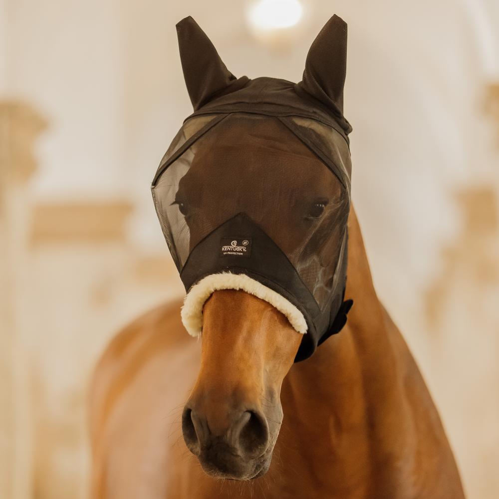 Fly mask skin friendly with ears - Black