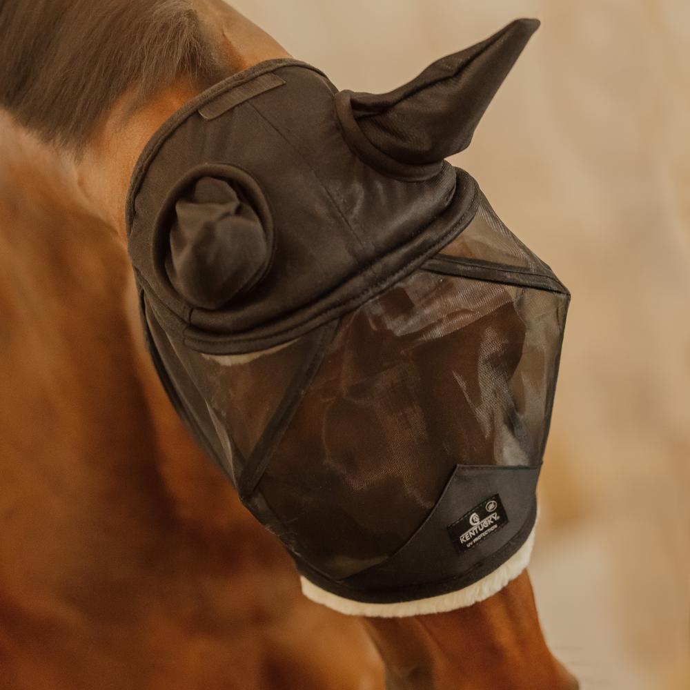 Fly mask skin friendly with ears - Black