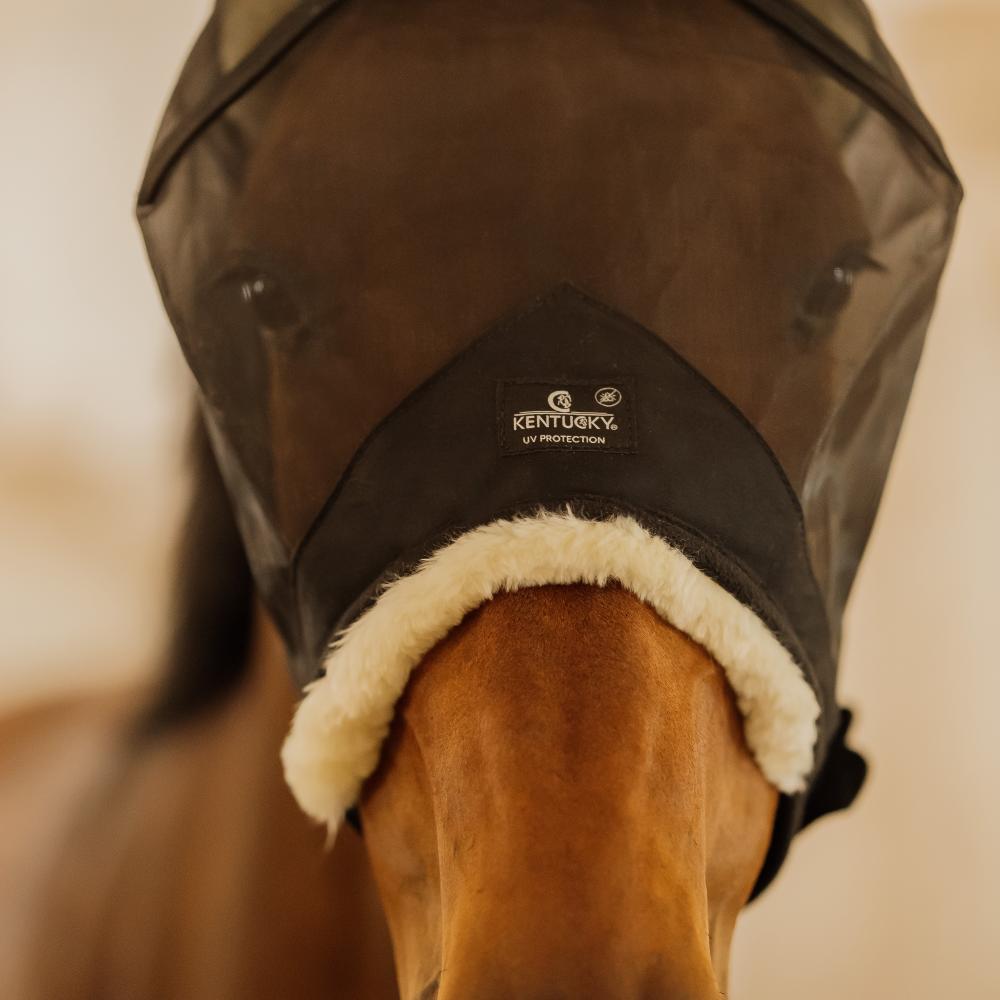 Fly mask skin friendly with ears - Black