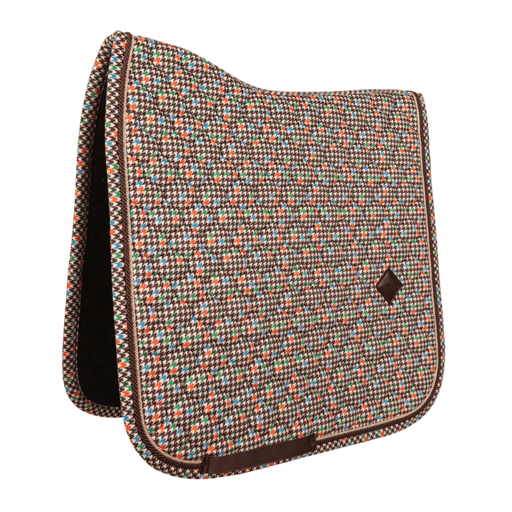 Saddle Pad velvet pied de poule - brown/colorfull