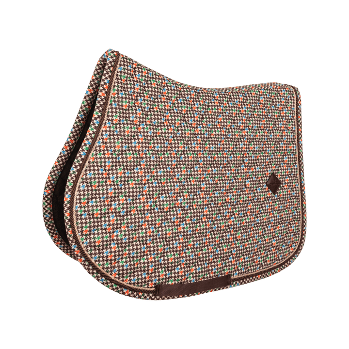Saddle Pad velvet pied de poule - brown/colorfull