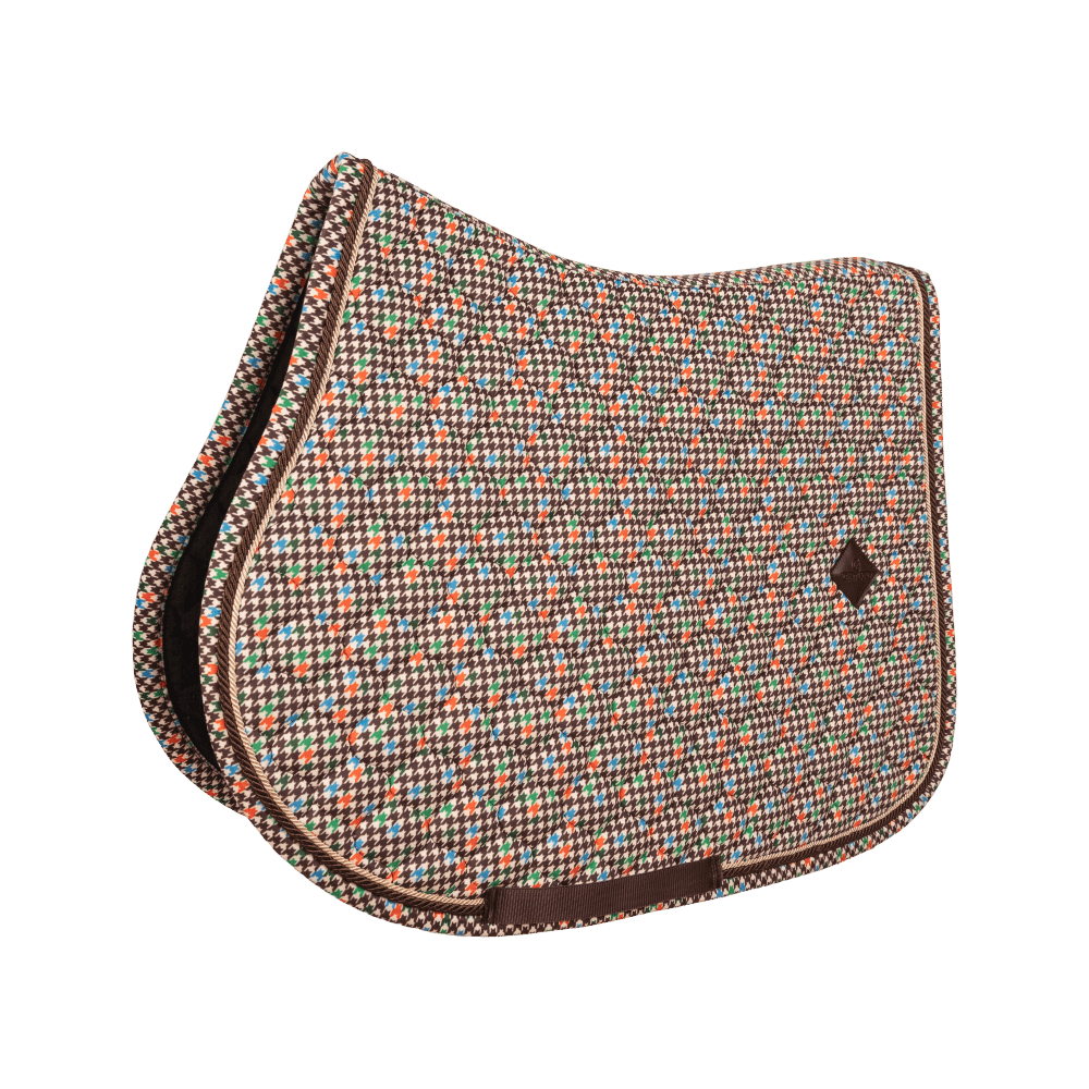 Saddle Pad velvet pied de poule - brown/colorfull