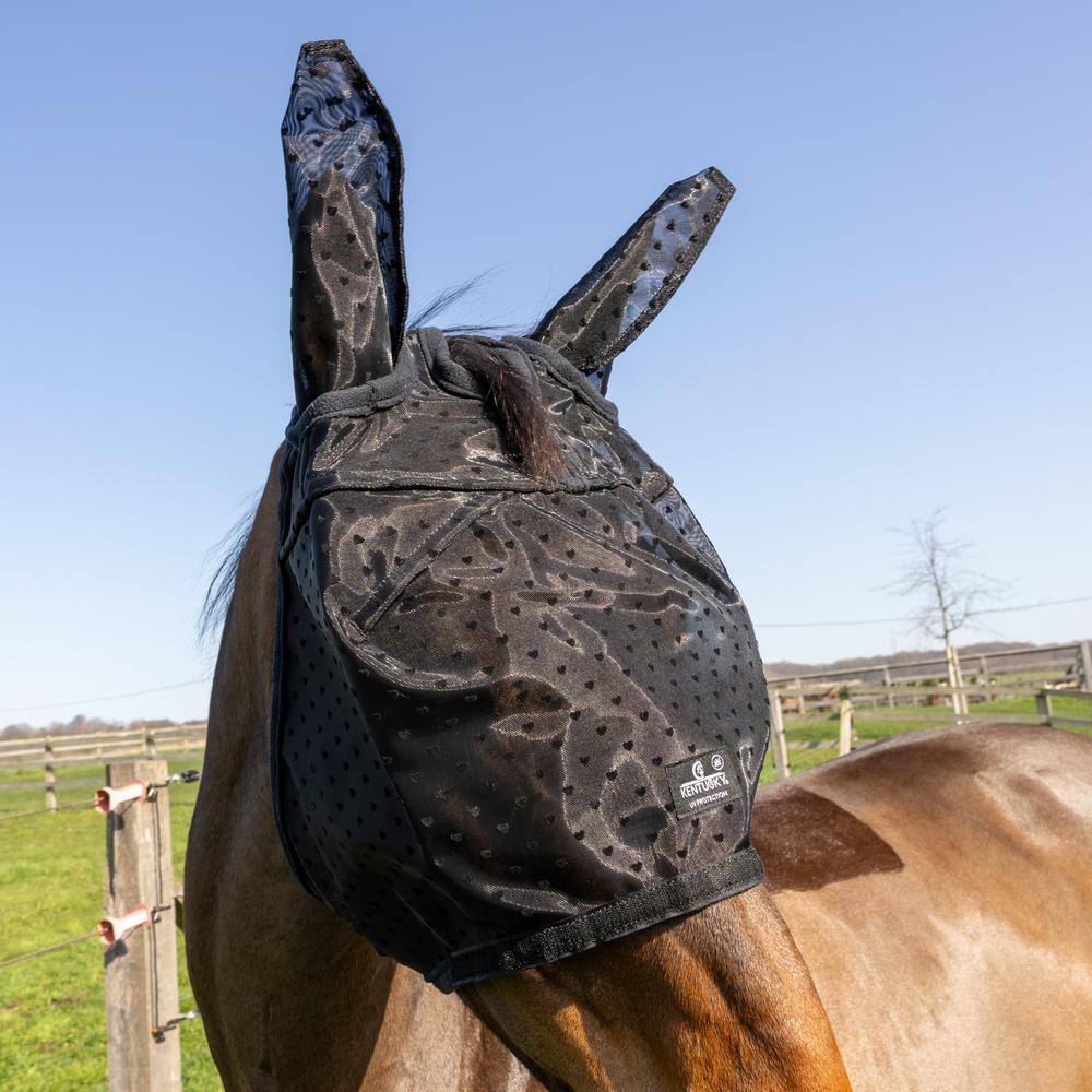 Fly mask heart with ears and nose - Black