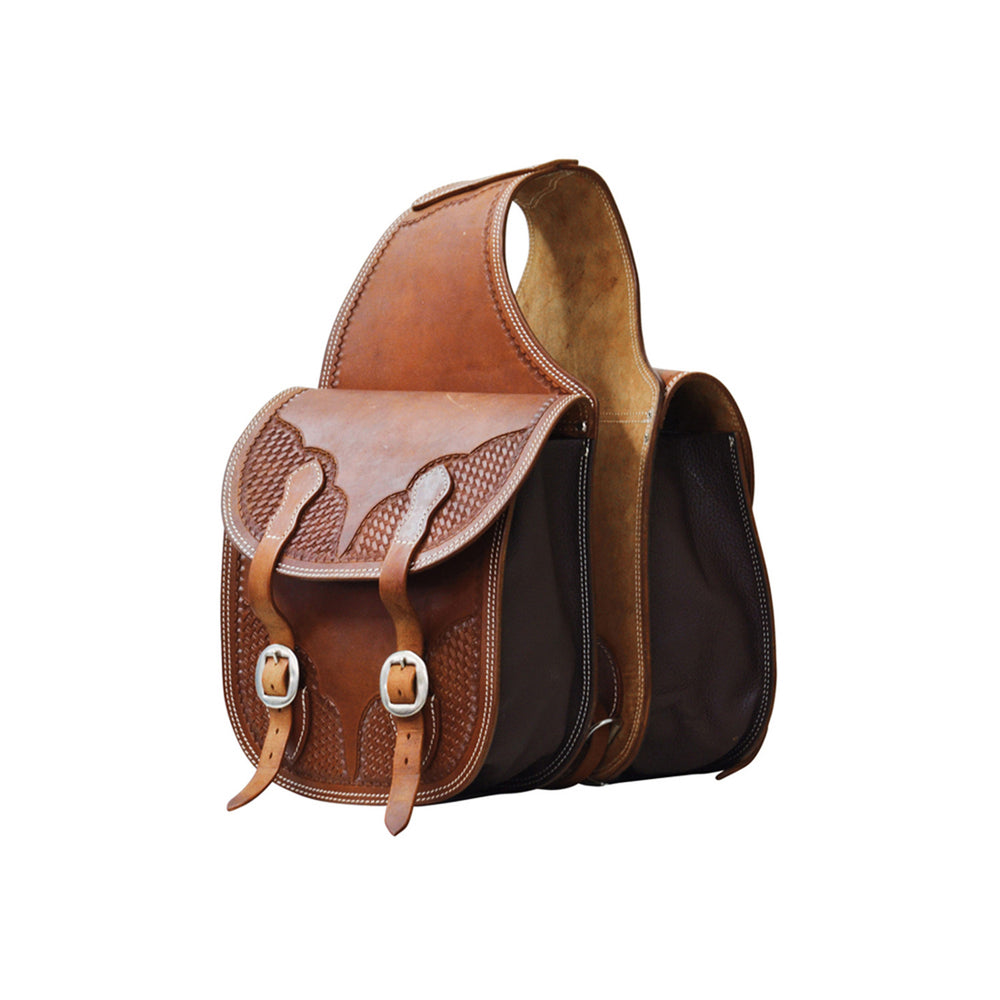 POOL'S LEATHER SADDLE BAG BASKET DARK OIL