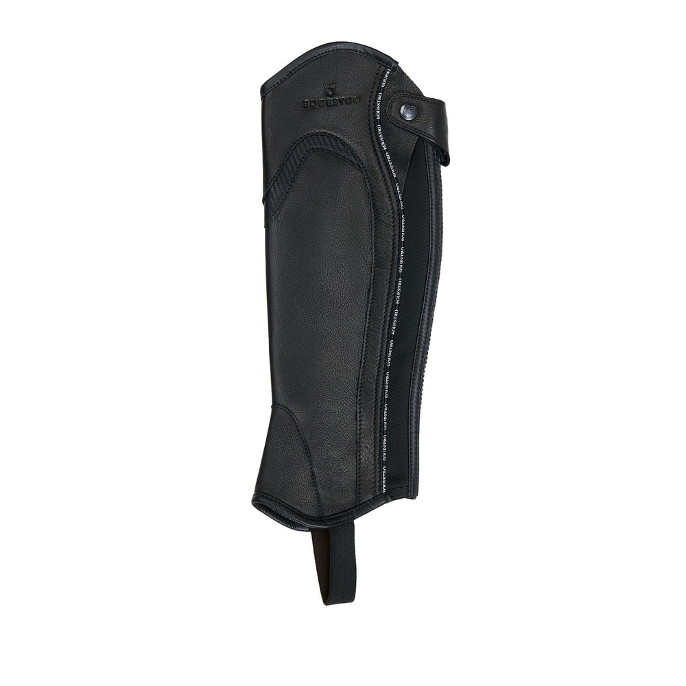 Kids' soft leather gaiters with elastic band BLACK