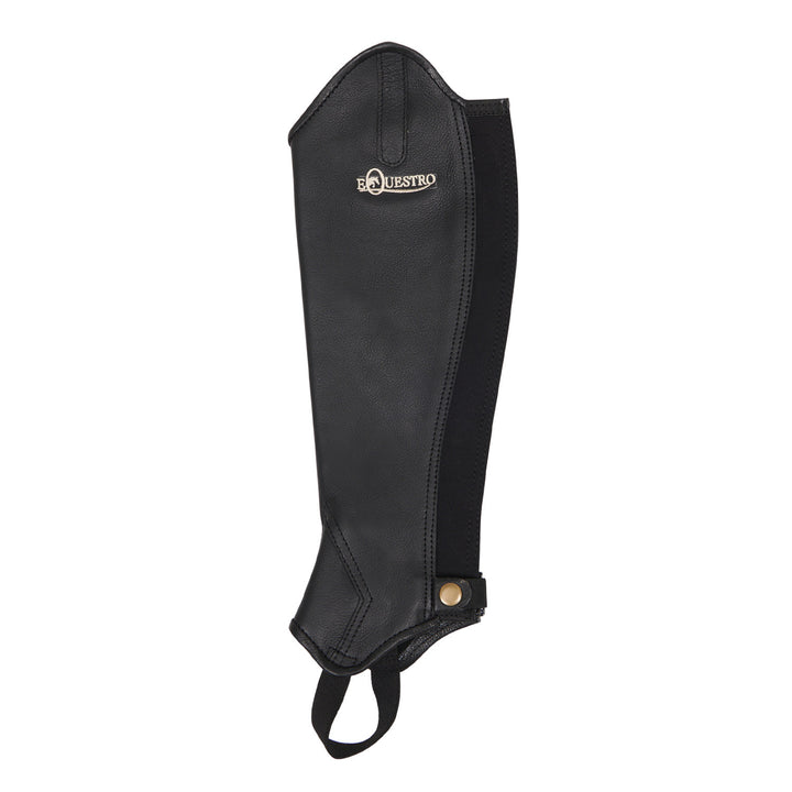 Unisex soft leather gaiters with rear zip BLACK