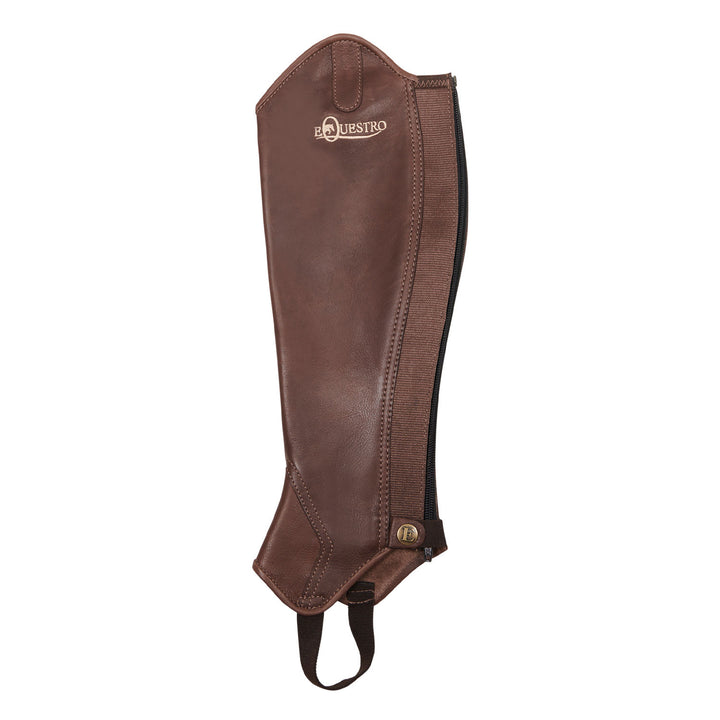 Unisex soft leather gaiters with rear zip BROWN