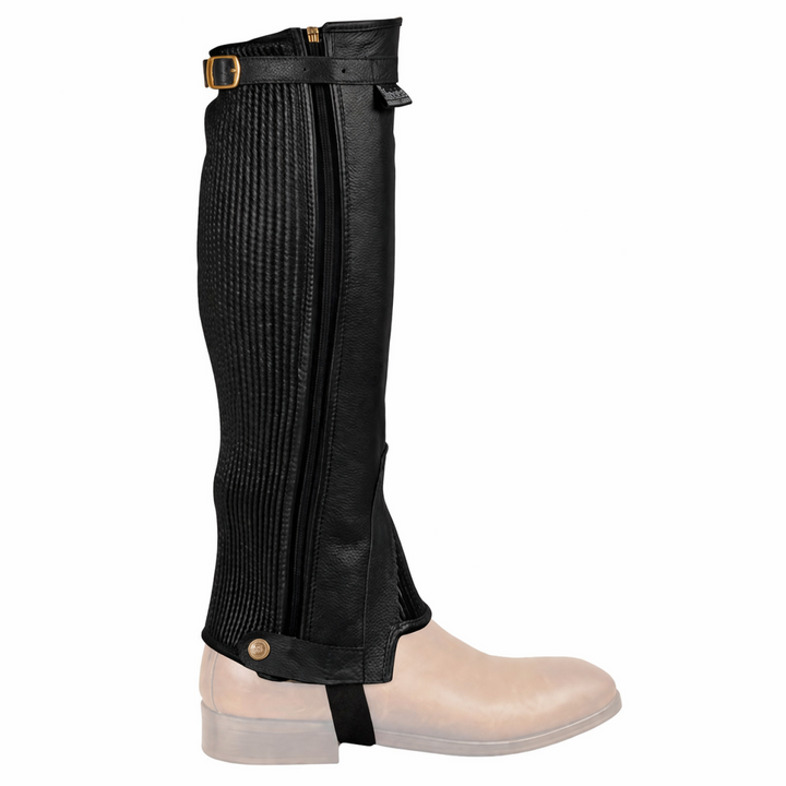 SOFT LEATHER SHAPED MINI-CHAPS BLACK