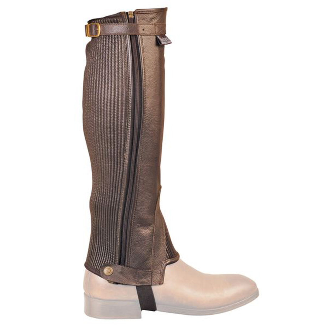 SOFT LEATHER SHAPED MINI-CHAPS BROWN