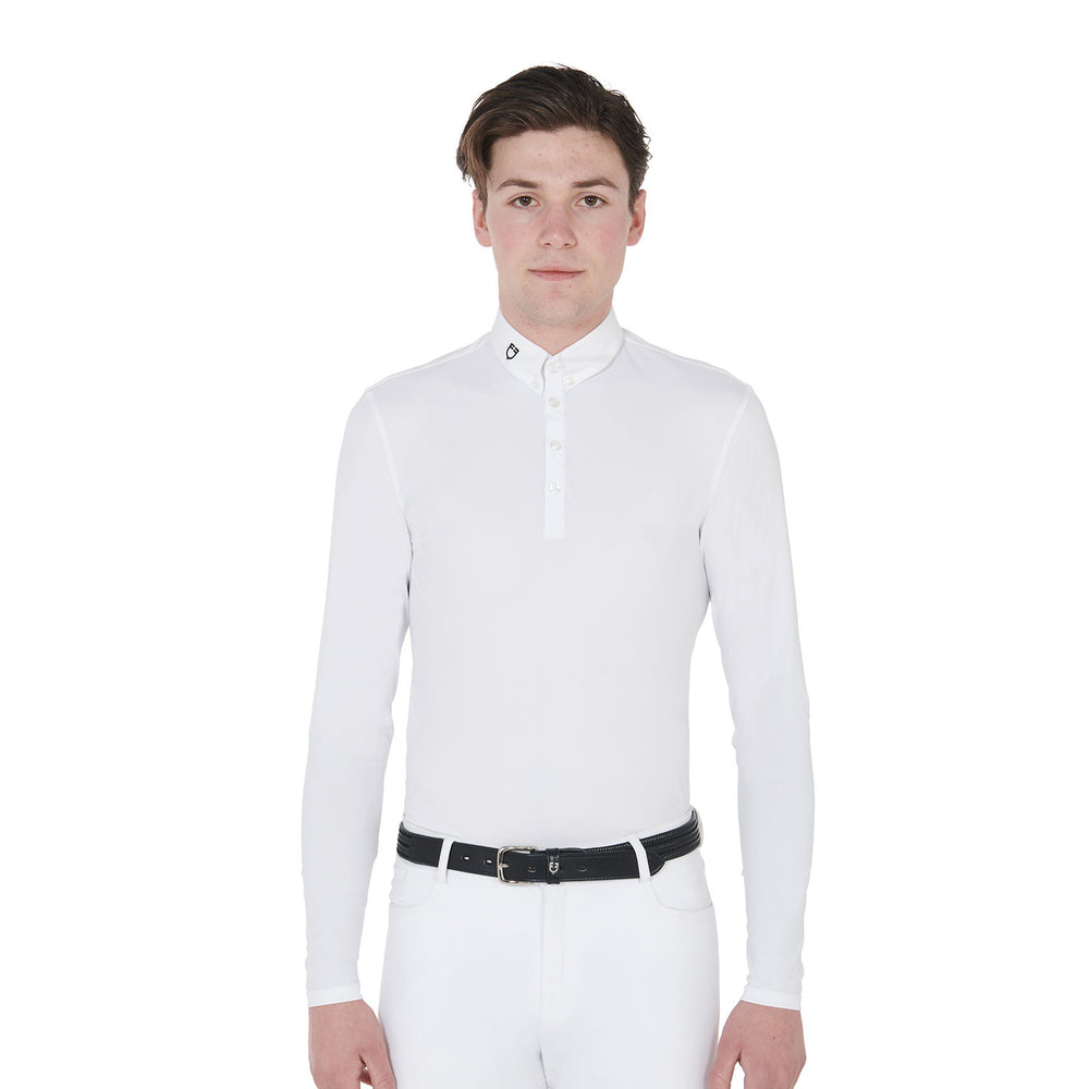 Men's long sleeve competition polo shirt WHITE