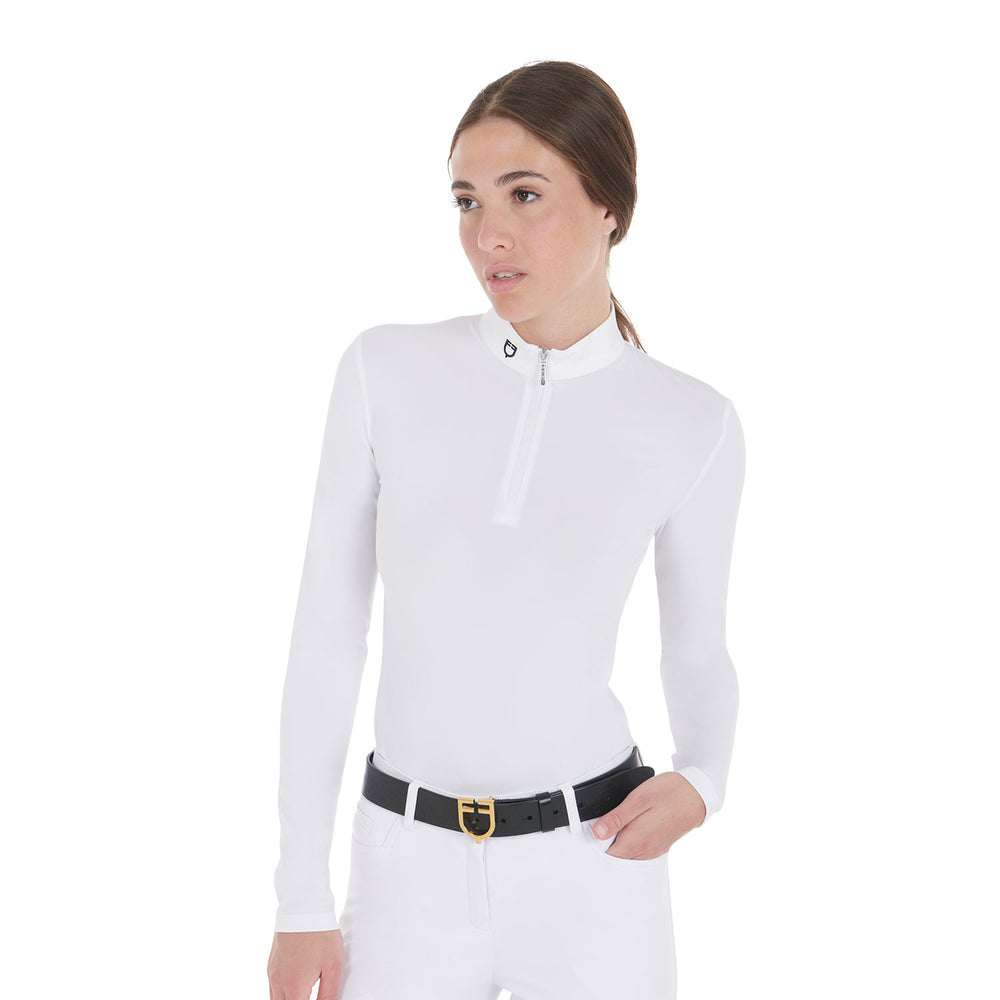 Women's slim fit long sleeved competition pol WHITE