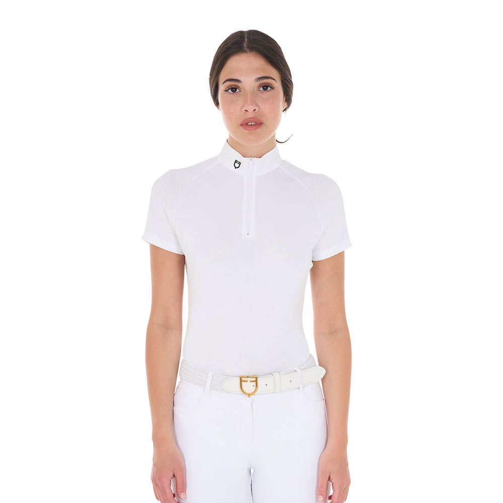 Women's slim fit stretch competition polo shi WHITE
