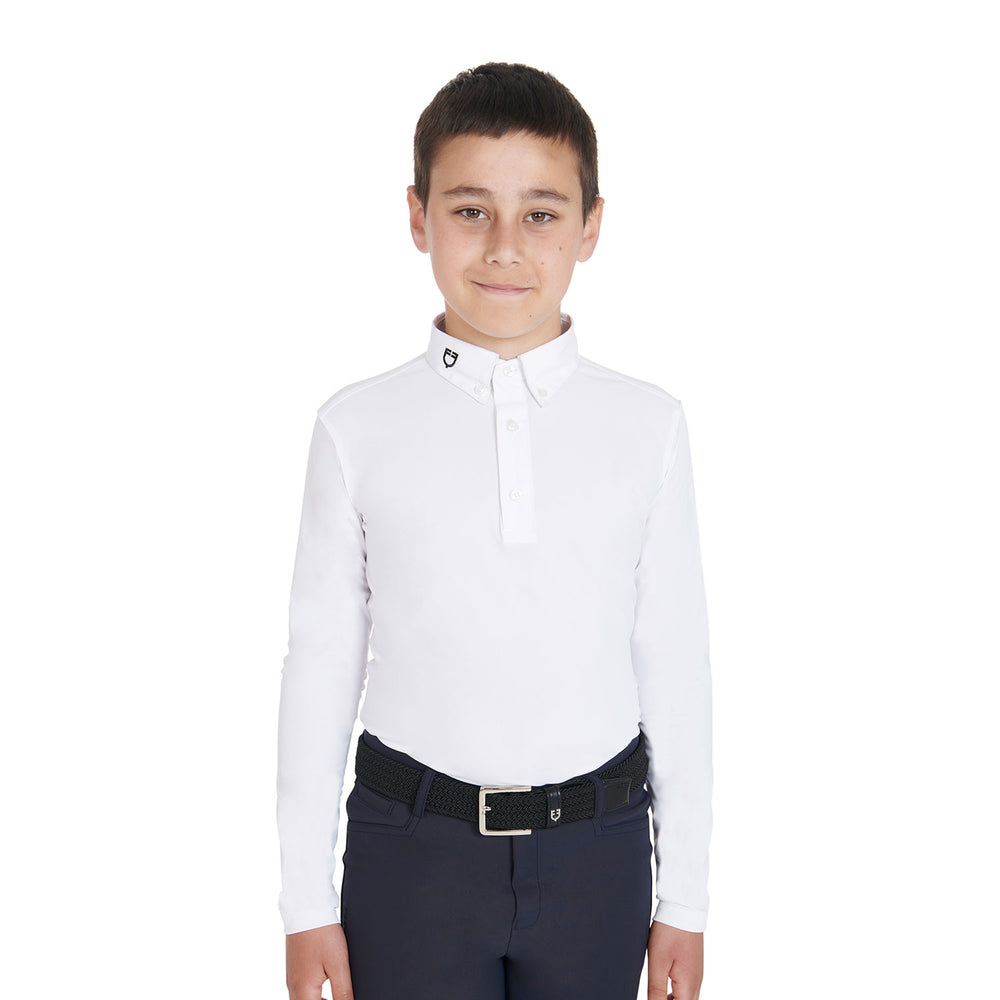 Boy's slim fit competition polo shirt with th WHITE