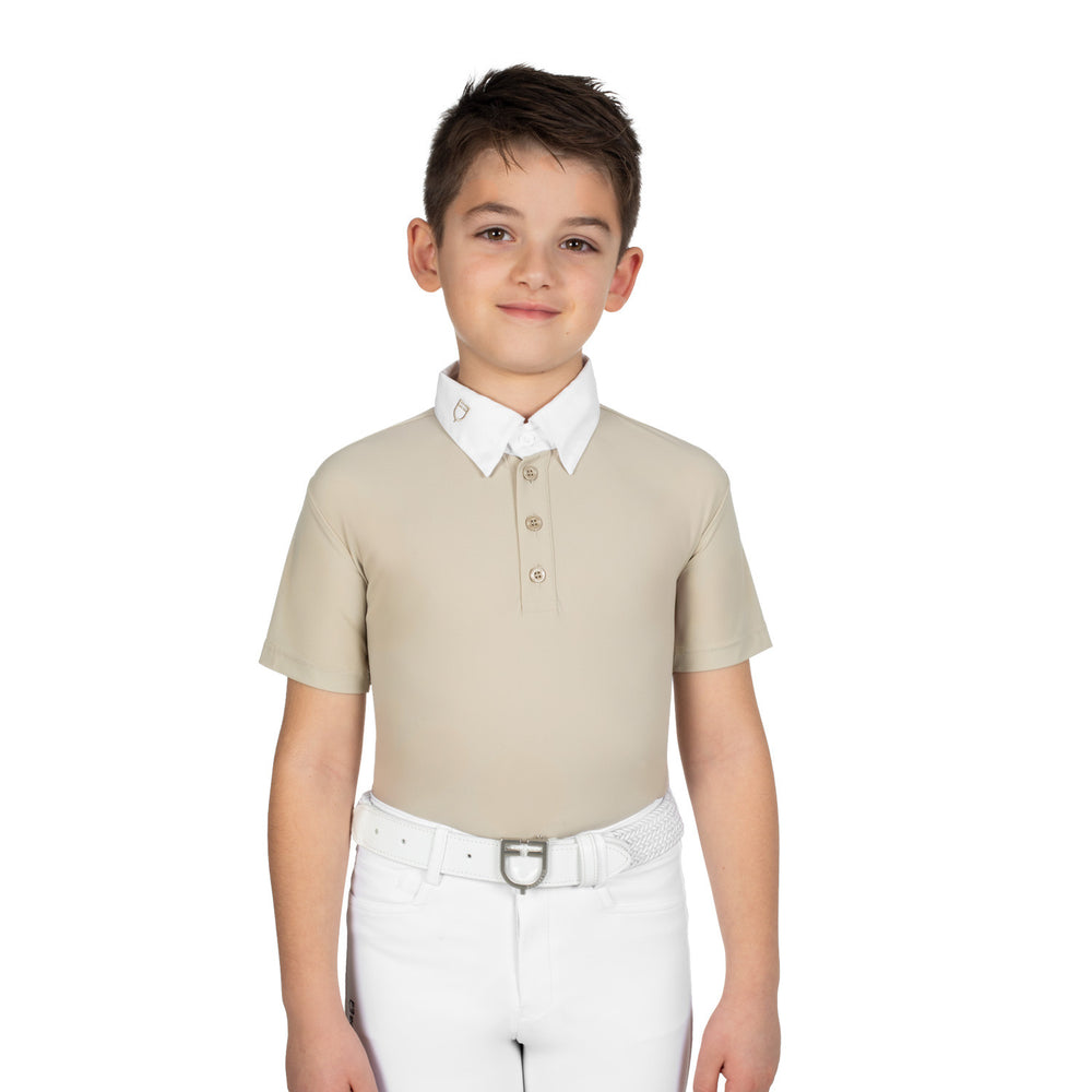 Boys' slim fit competition polo shirt with fo OXFORD TAN (15-1306)