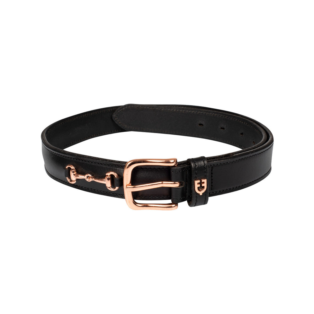 English belt with rose gold snaffle bits BLACK