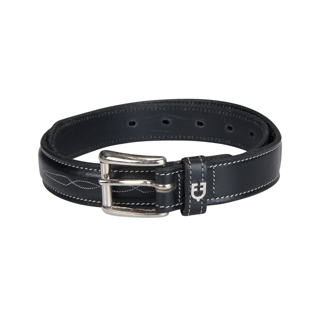 Leather belt with handcrafted embroidery BLACK