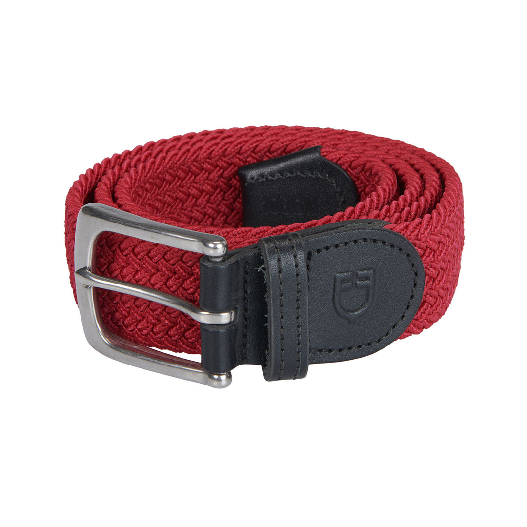 Elasticized belt crossed pattern BURGUNDY