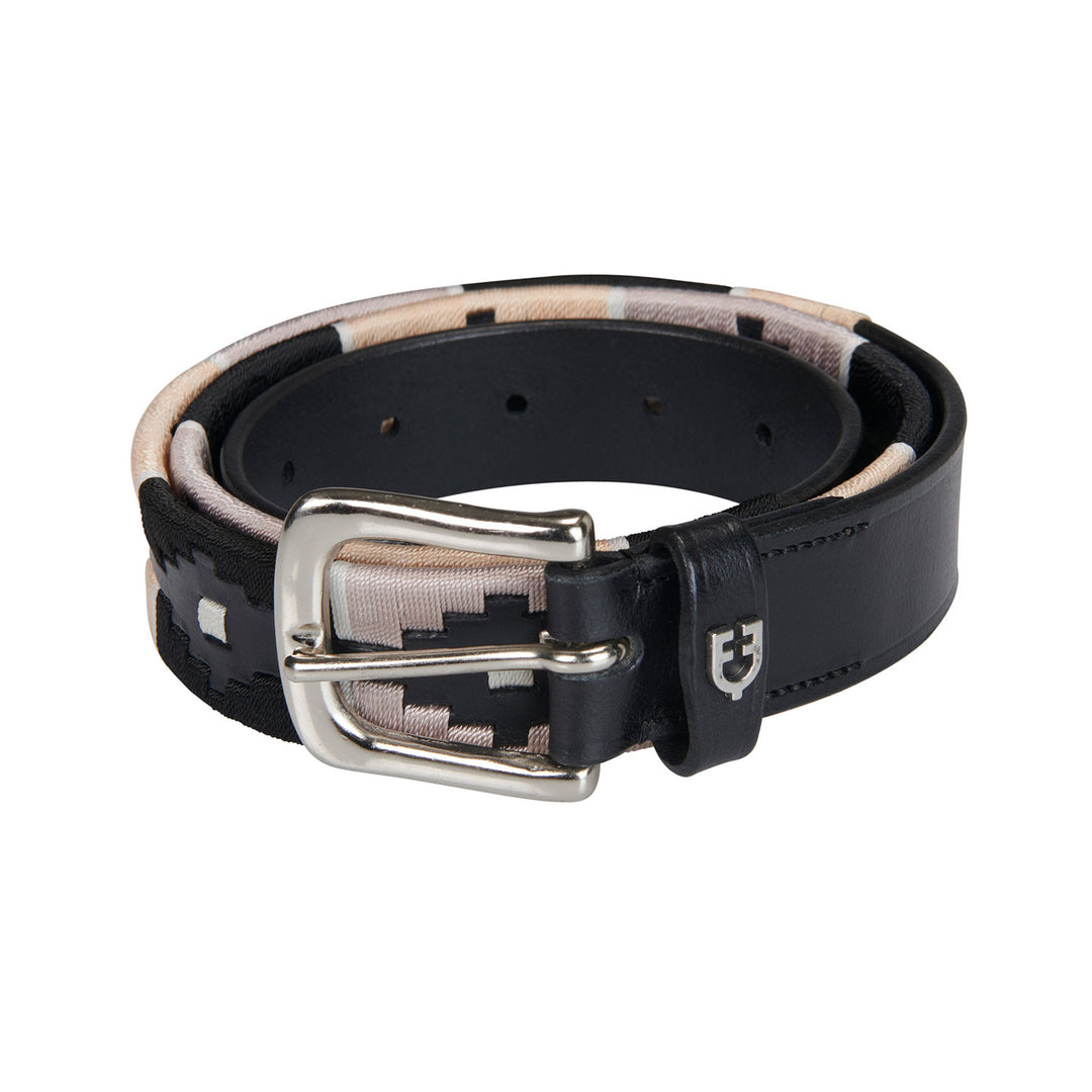 Leather belt with southwest patterm BLACK/PINK/BEIGE