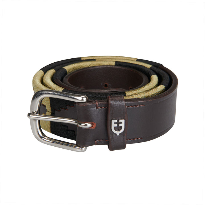 Leather belt with southwest patterm BROWN/BEIGE/BLACK