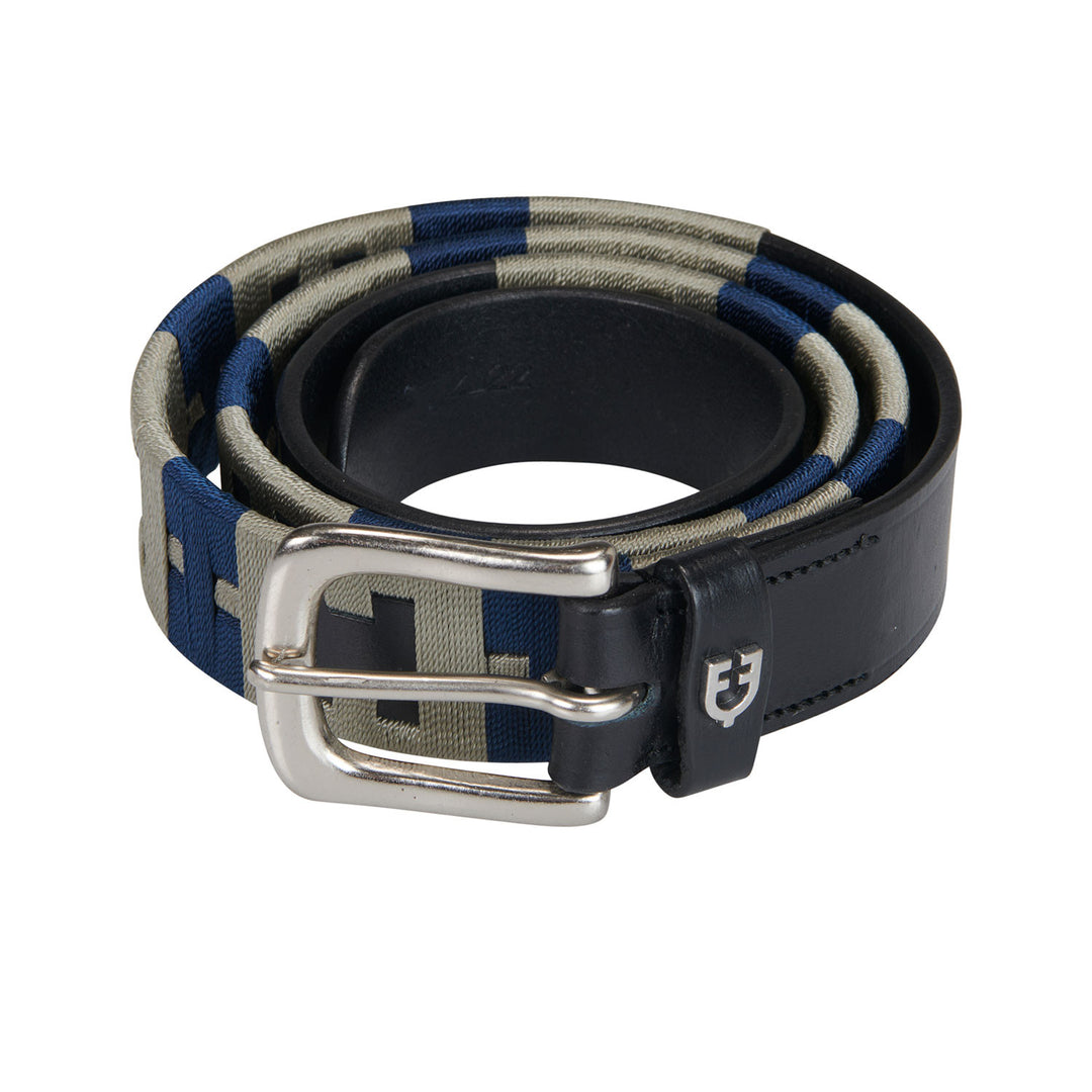 Leather belt with geometric pattern BLACK/NAVY/GREY