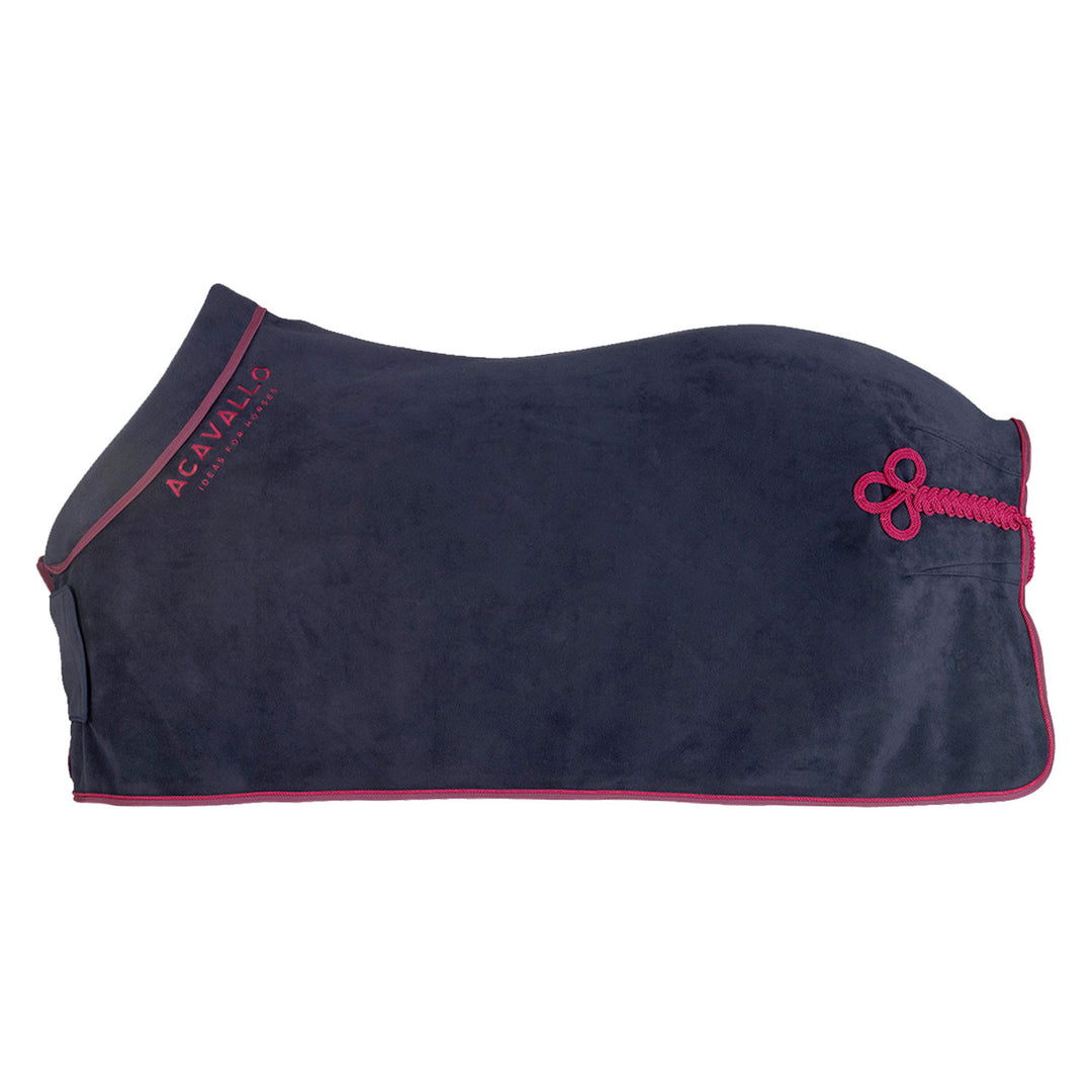 Fleece stable rug padded collar 800g NAVY/BURGUNDY