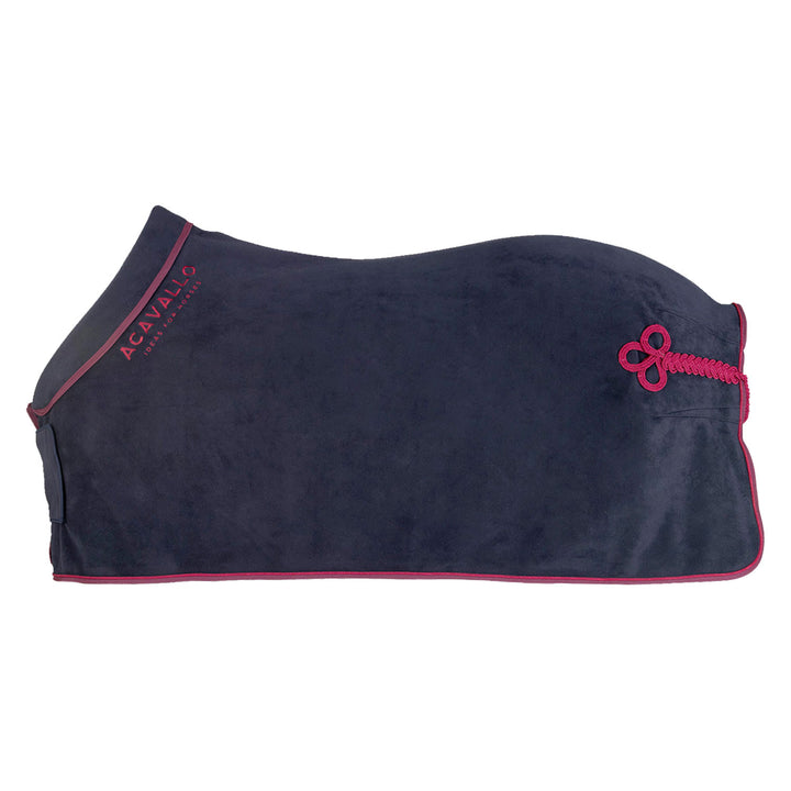 Fleece stable rug padded collar 800g NAVY/BURGUNDY