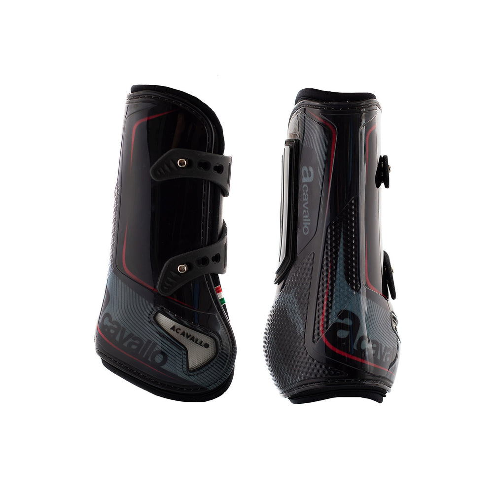 Opera tendon boots elastic and button fasteni BLACK/RED