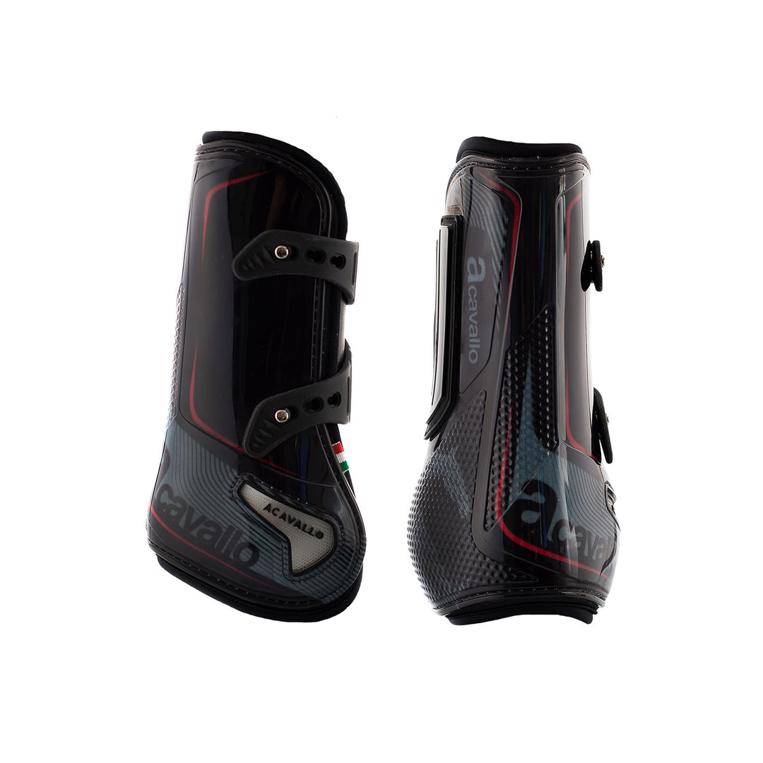 Opera tendon boots elastic and button fasteni BLACK/RED