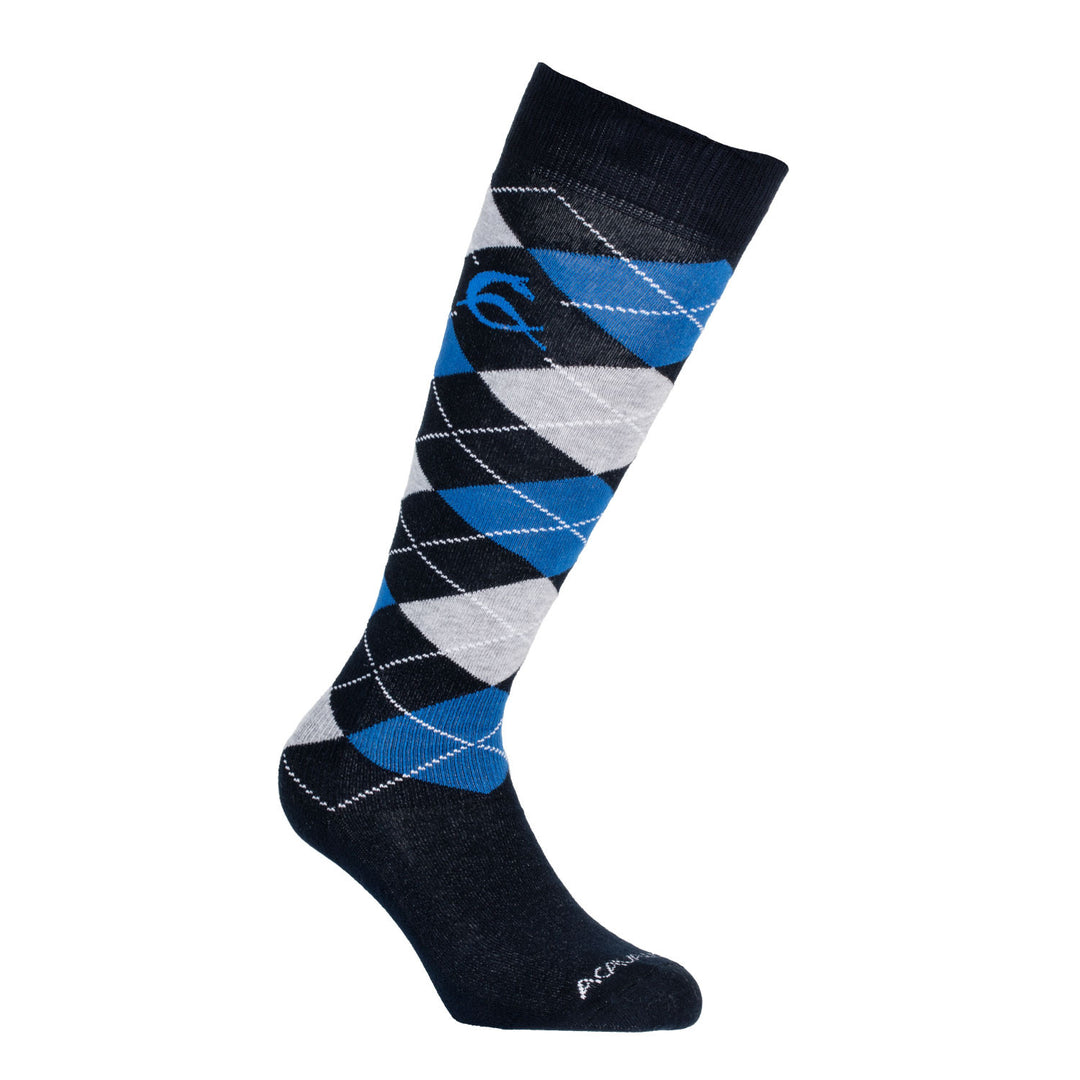 Diamond pattern cotton socks DARK BLUE W/BLUE &amp; GREY DIAMOND