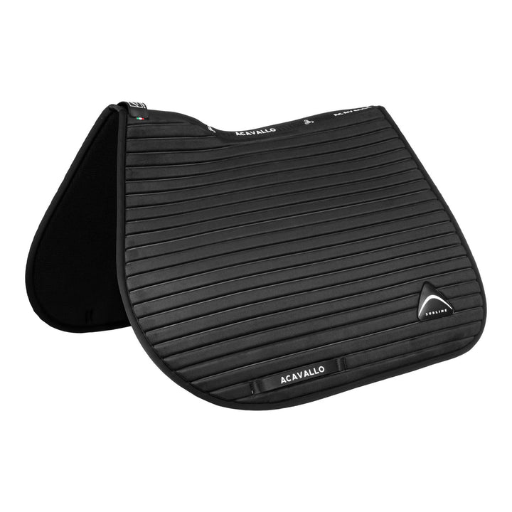 Sublime striped jumping saddle pad in suede BLACK