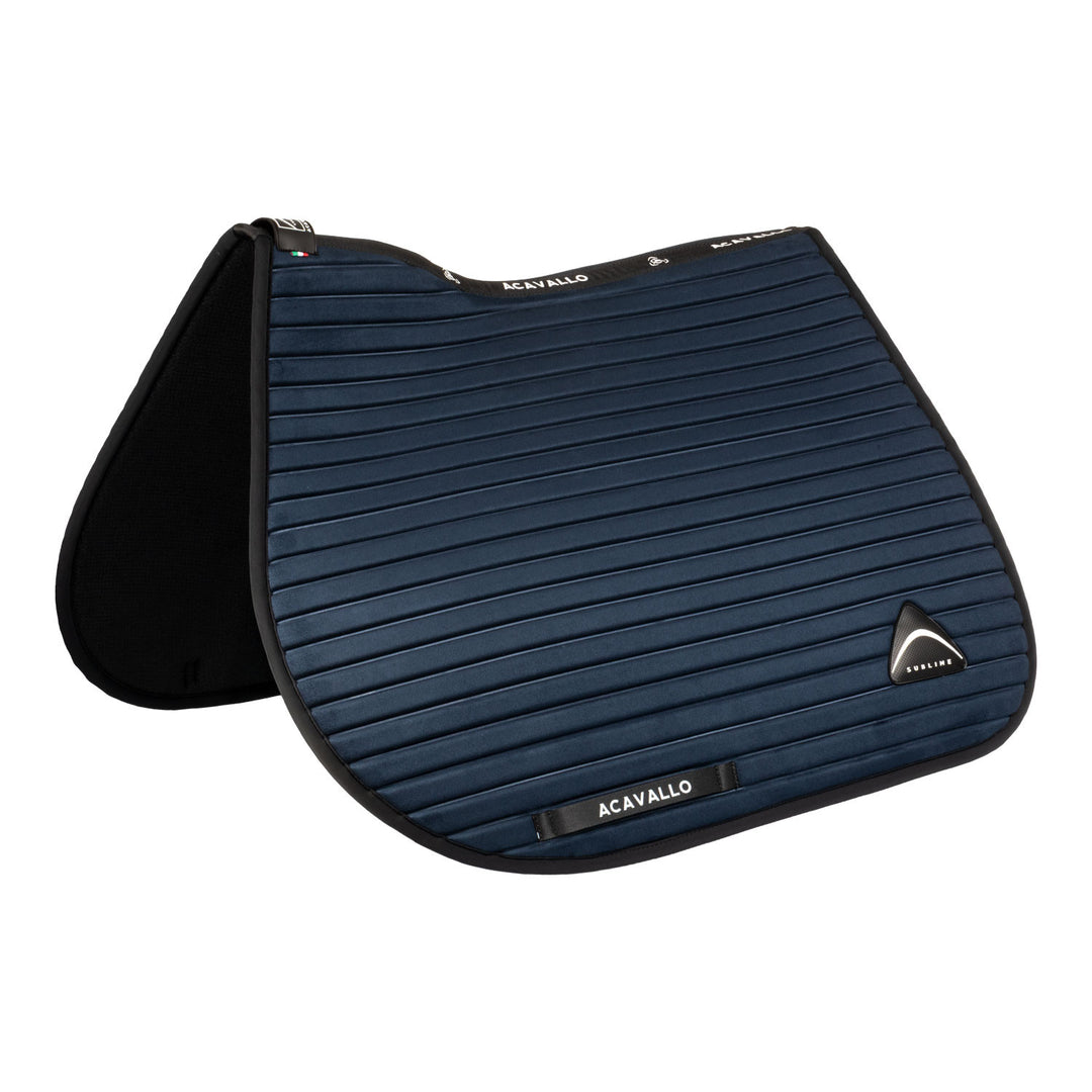 Sublime striped jumping saddle pad in suede NAVY