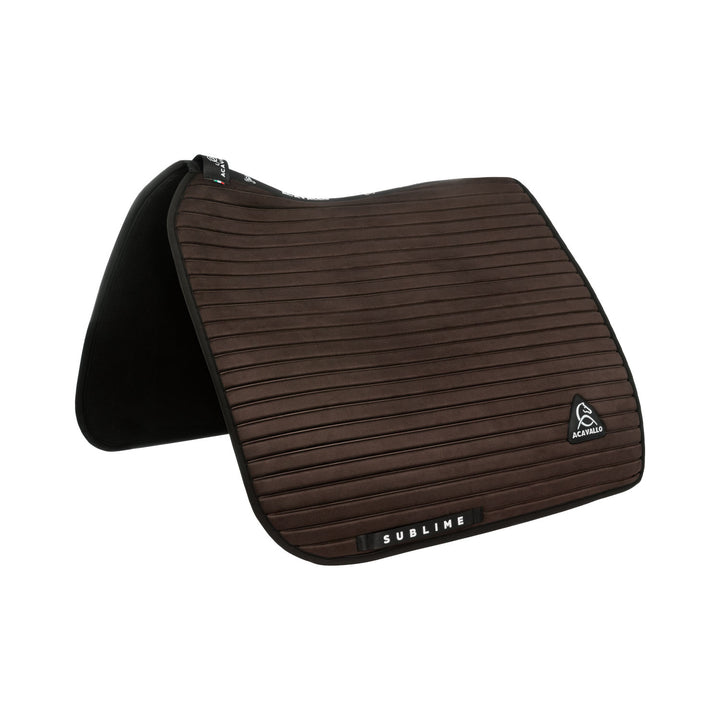 Sublime striped dressage saddle pad in suede BROWN