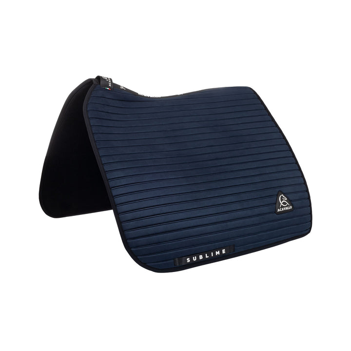 Sublime striped dressage saddle pad in suede NAVY
