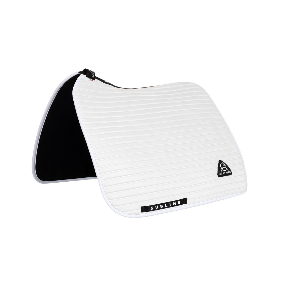 Sublime striped dressage saddle pad in suede WHITE