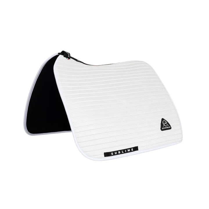 Sublime striped dressage saddle pad in suede WHITE